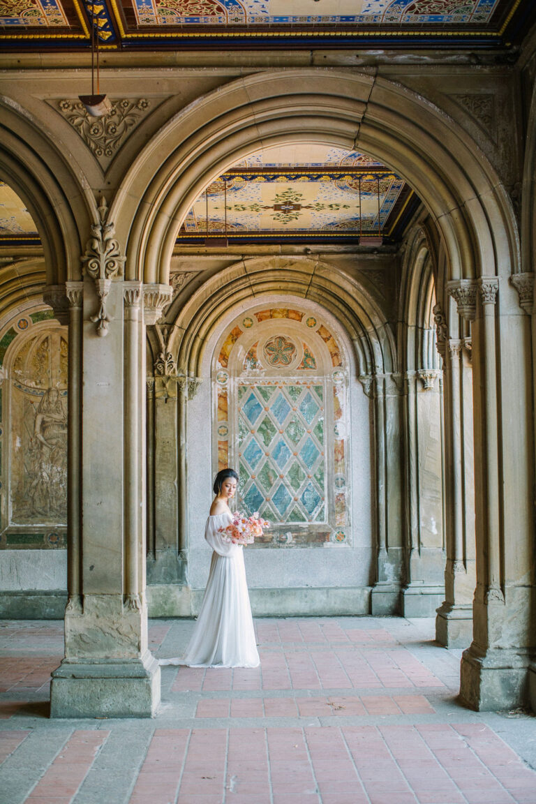 new york public library bridal shoot, bethesda garden bridal shoot